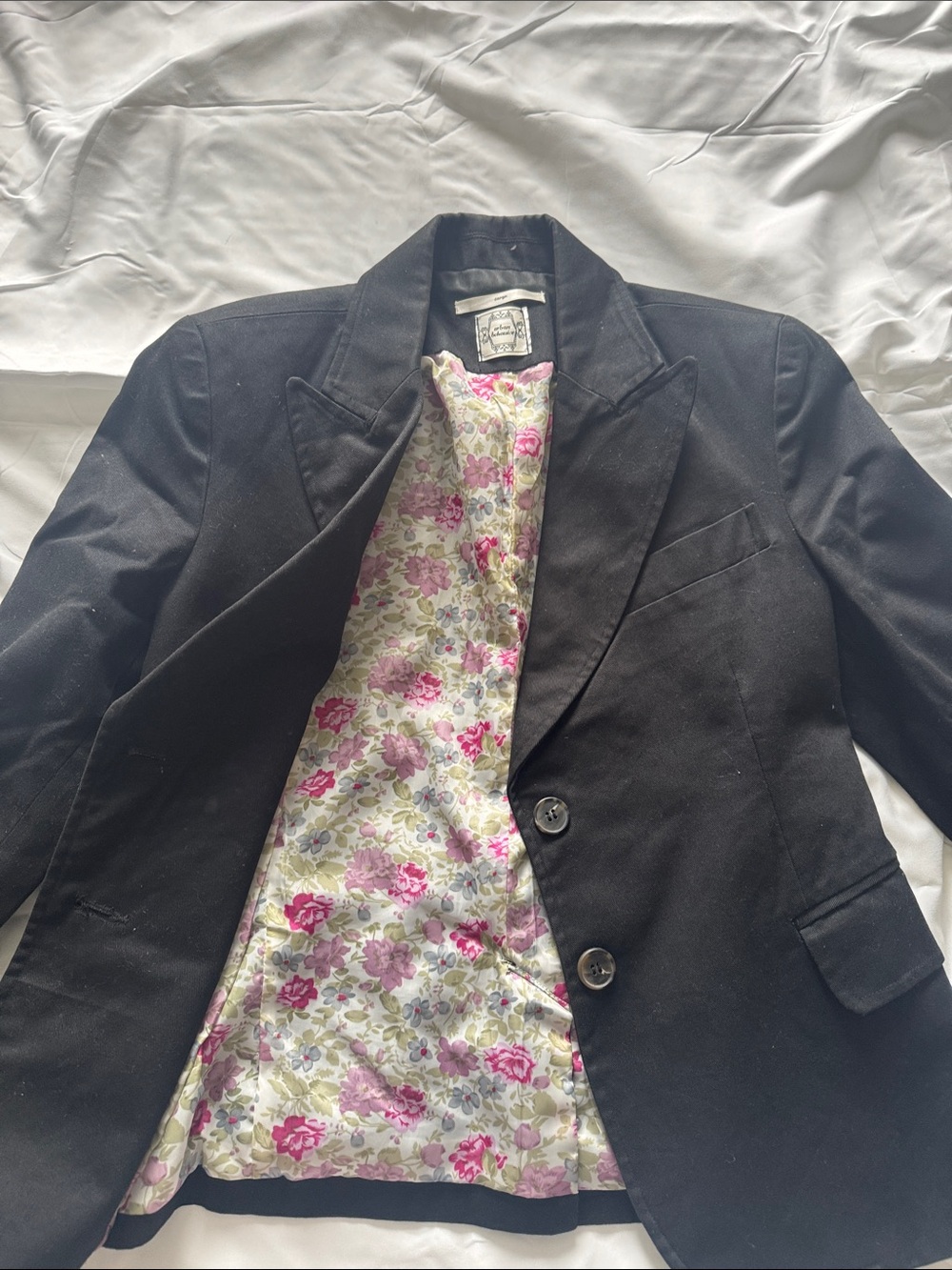 Urban Behavior Black Blazer with Pink Floral Lining